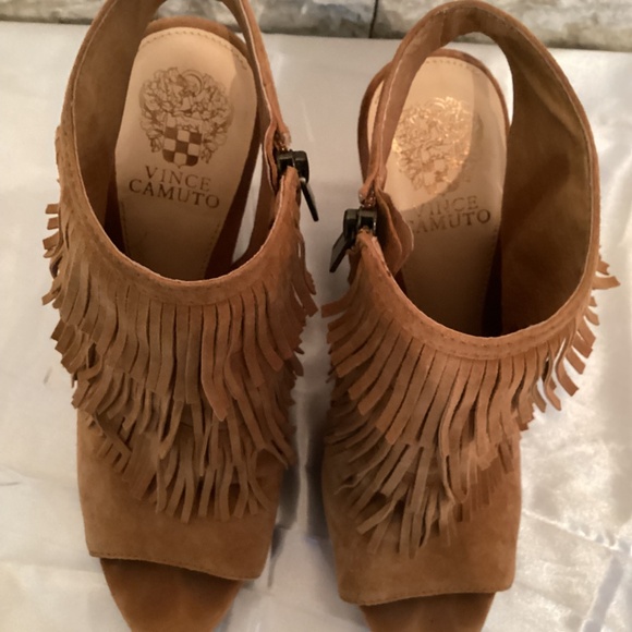 Vince Camuto Jadon Fringe Peep Toe Ankle Booties - Picture 3 of 10
